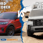2026 Ford Explorer shown as a stronger three-row SUV option compared to the 2026 Honda Pilot.