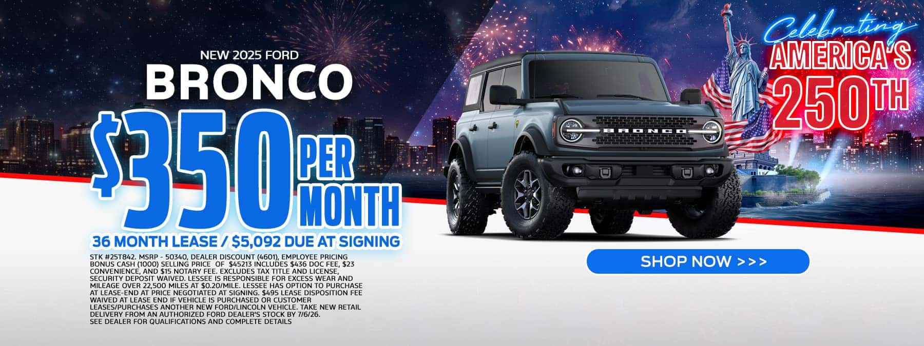 2025 Bronco lease for $350 a month for 36 months