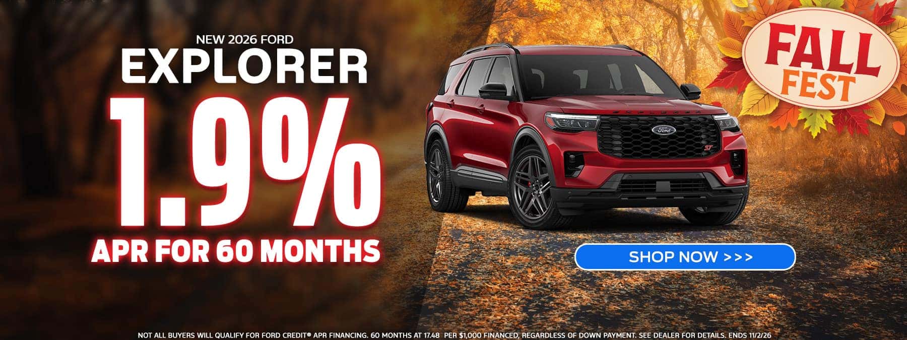 2026 Explorer 1.9% for 60 months