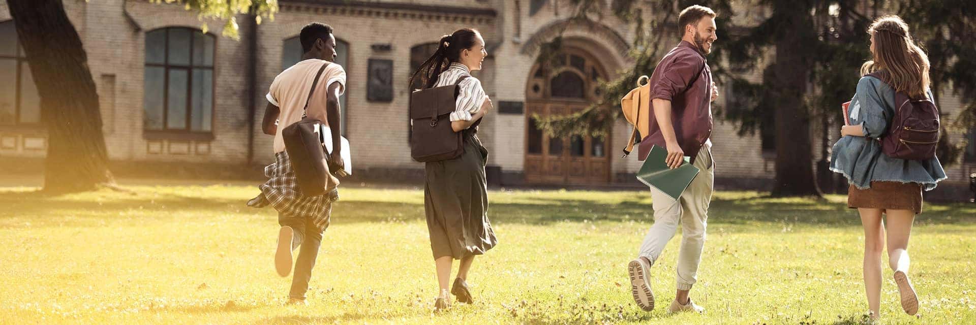 college students walking on campus