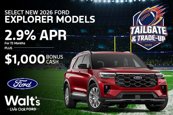 Get 2.9% APR Financing on Select New 2026 Ford Explorer Models