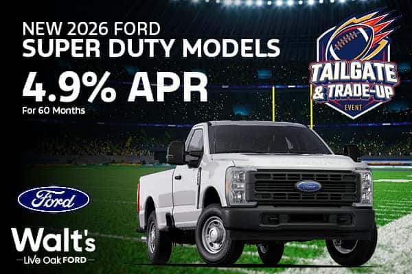 Get 4.9% APR Financing on Select New 2026 Ford Super Duty Models