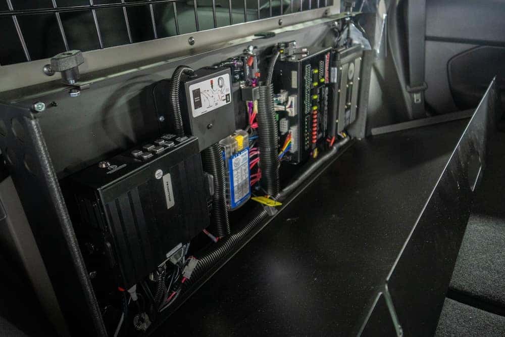 Law enforcement electronics installed on police utility